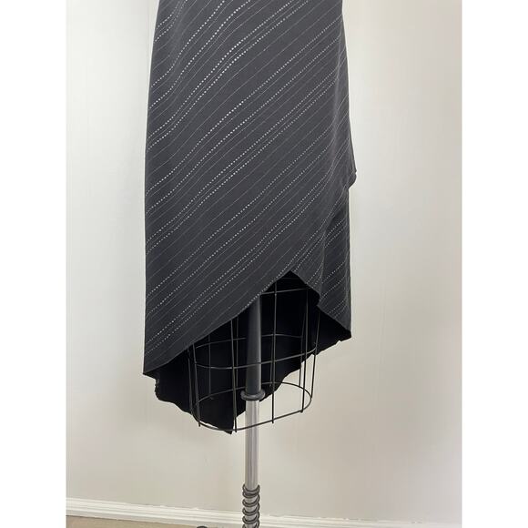 Vintage 90s Y2K City Triangles Stretchy Black Midi Dress Large Tulip Hem Goth - Picture 5 of 16